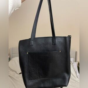 PLG Portland Leather Goods CROSSBODY TOTE with zipper Black EUC